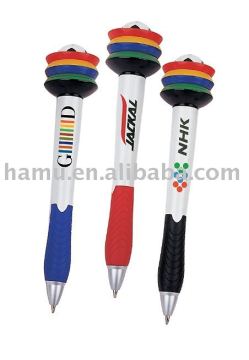 plastic promotion ballpen retractable with multicolor soccer