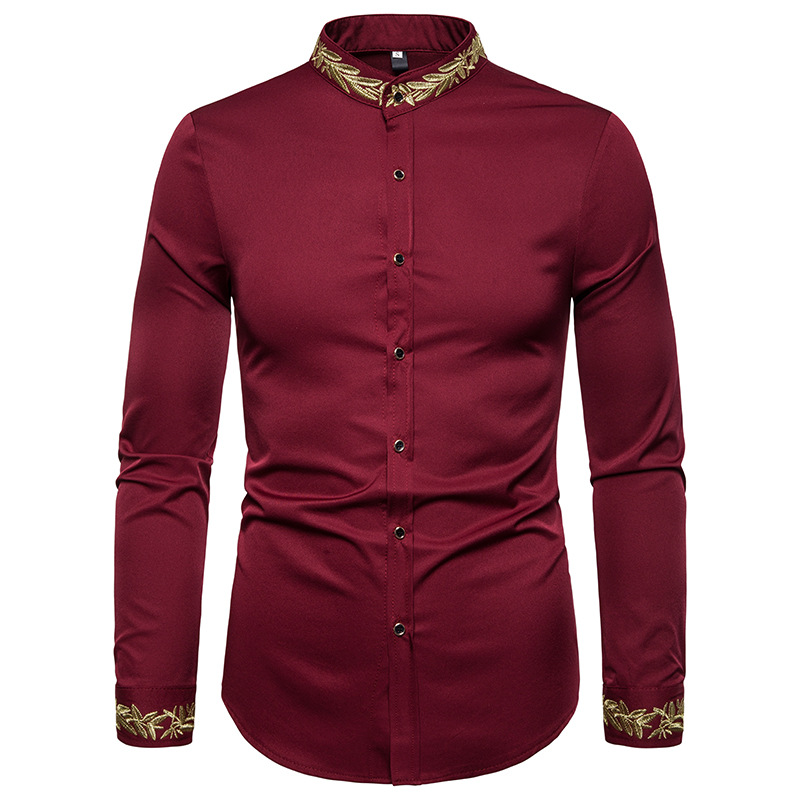 2019 Clothes Man Shirt for Men Embroidery Long Print Traditional Clothing