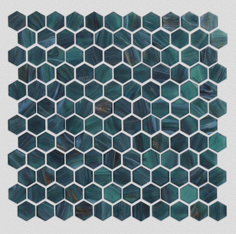 Mosaïque en verre hexagonale pour la décoration de la salle de bain