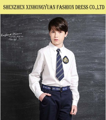 New style boys middle school uniform shirt in white