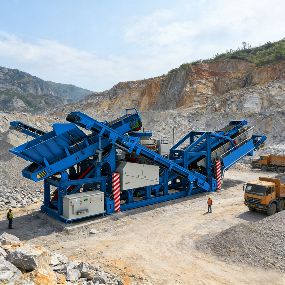 पोर्टेबल क्रॉलर जॉ कोन स्क्रीनिंग उपकरण Portable Crawler Jaw Cone Screening Equipment