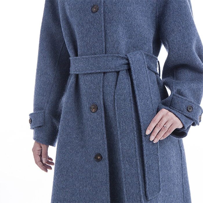 Knee blue cashmere overcoat waist