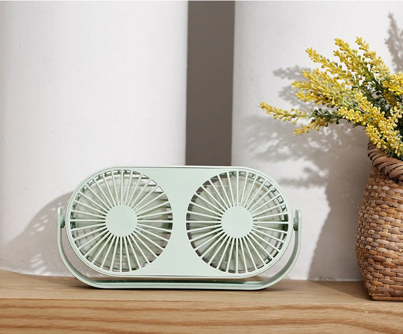 Double Head and Double Leaf Fan Desktop Fan