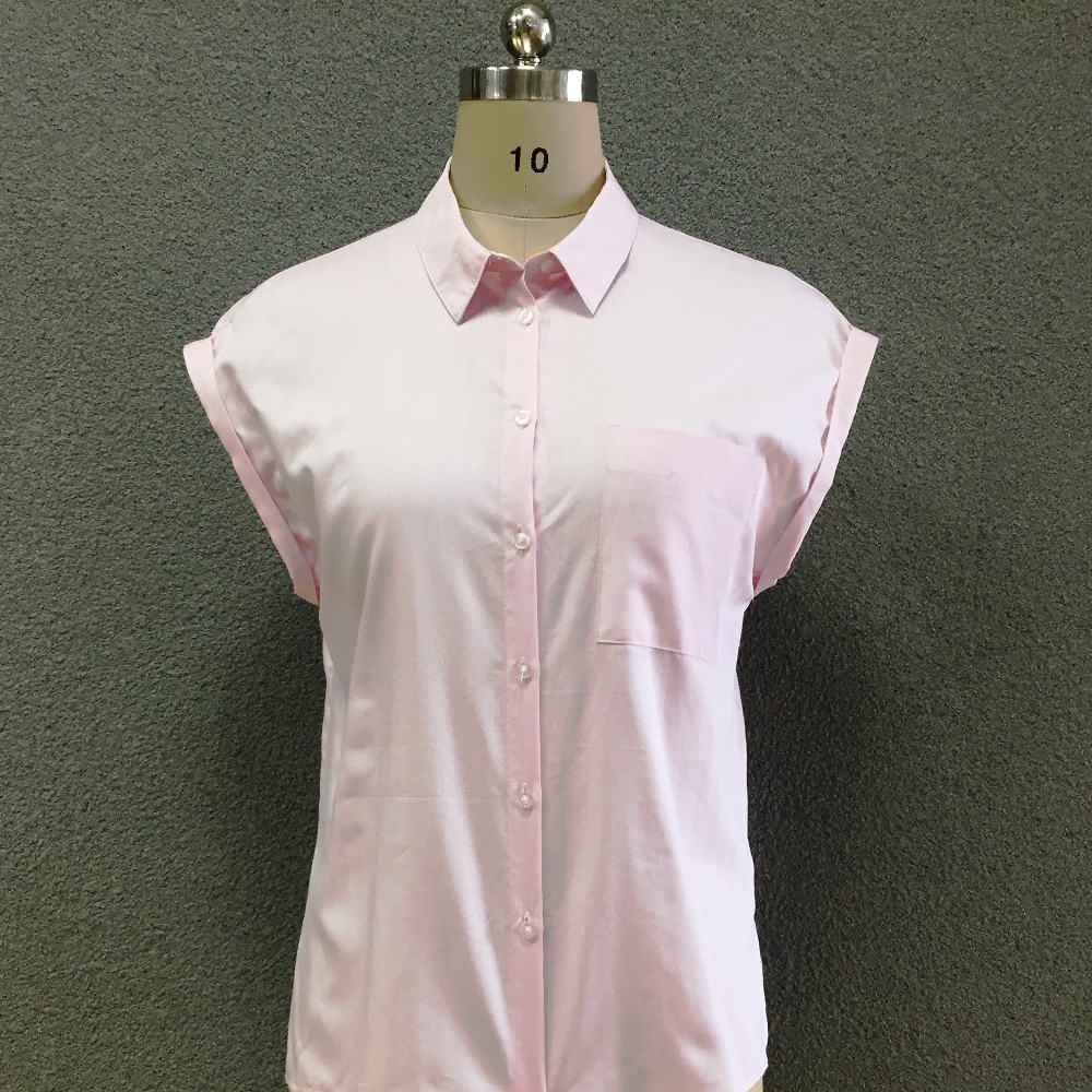 Women's cotton pink striped short sleeves shirt