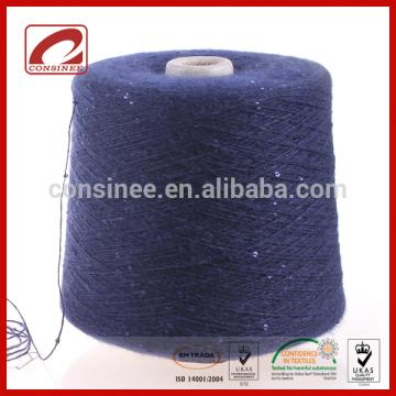 Wholesale Top Line Sequins fancy yarn blended Cashmere yarn Cotton yarn for knitting