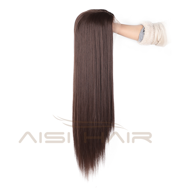 Aisi Hair Silky Straight Brown Synthetic Long Wig Wholesale Swiss Lace Wig Synthetic Hair Front Lace Wigs For Black Women