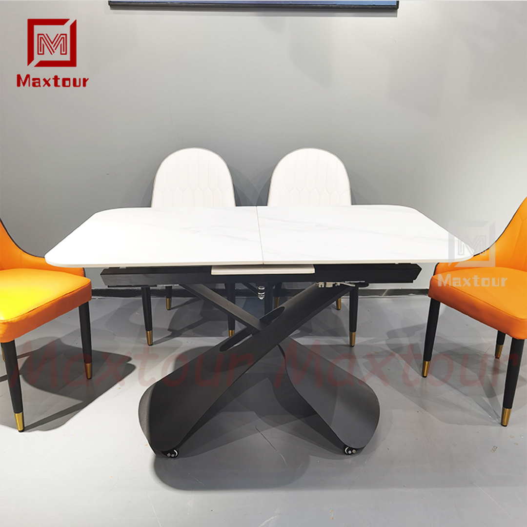 Modern Extendable Rectangular Dining Table Small Apartment Functional Table Set Home Office Dining Metal Kitchen Hotel Use