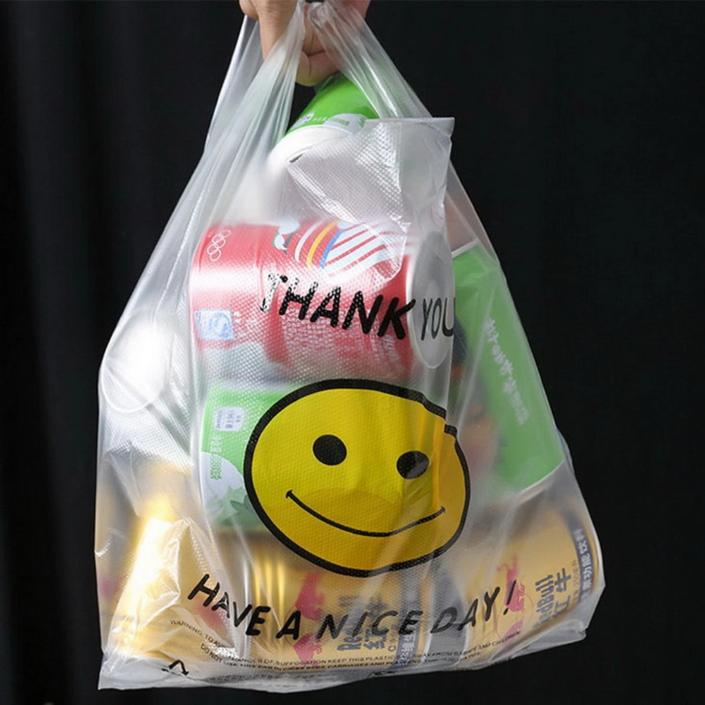 Printed Reusable Thank You Plastic Grocery Shopping Bag