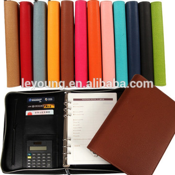 Colorful Compendium Leather Ring Binder Conference Holder