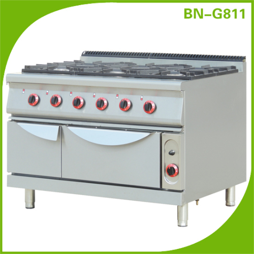 Commercial Kitchen Gas Range 6 Burners with Oven