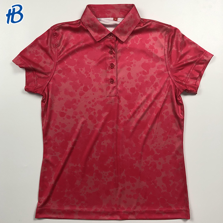 Camisa personalizada de golfe manchada vermelha para homens Polo