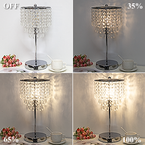Elegant Touch Control Crystal Table Lamp with USB Charging Ports