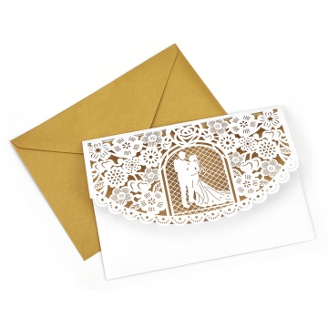 Luxury Modern Laser Cut Wedding Cards with Envelopes