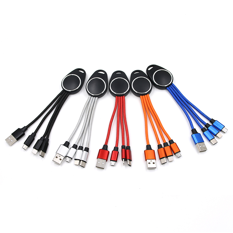 Yijiashishang Manufacturer Direct Supply 3 in 1 USB Charger Cable with LED Light for Android Micro USB,iOS and USB-C Mobile Devices