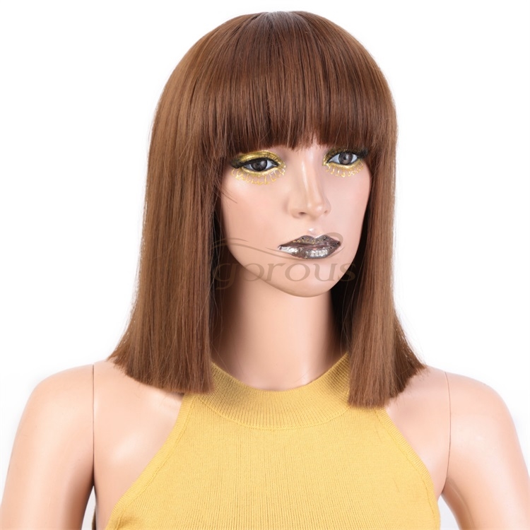 Colorful Heat Resistant Medium Long With Bangs Fiber Short Hair Multi Color Synthetic Wigs For Black Women