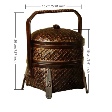 Artisanal Double-Decker Bamboo Basket Set for Tea Time & Restaurant Service