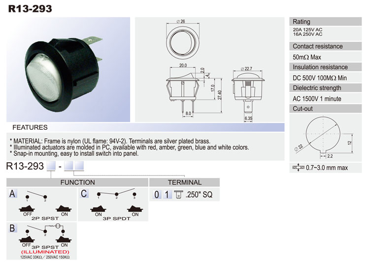 Round On-Off Rocker Switches