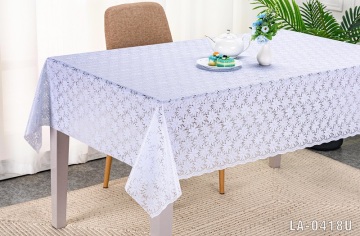 Customized white lace table cloth PVC Material