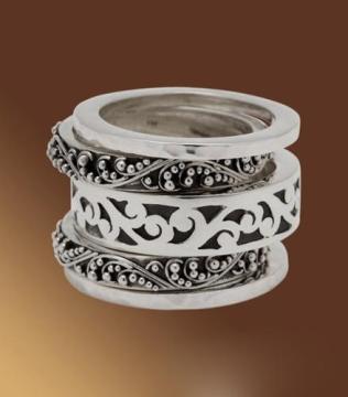 Flower carved bangles delicate silver bangles
