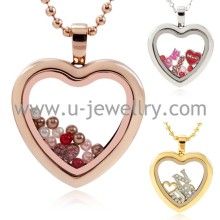 Newest design 316L stainless steel magnetic heart locket necklace