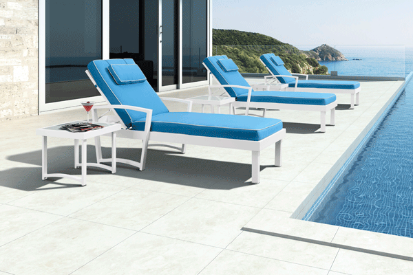 Cushion Sunbed Chaise Lounger နှင့်အတူလူမီနီယံပရိဘောဂ