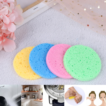 5pcs Natural Wood Fiber Face Wash Cleansing Sponge Cosmetic Puff Pads Round Soft Cosmetic Puff Makeup Pads Beauty