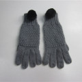 Mohair Knit Gloves With Small Pompom