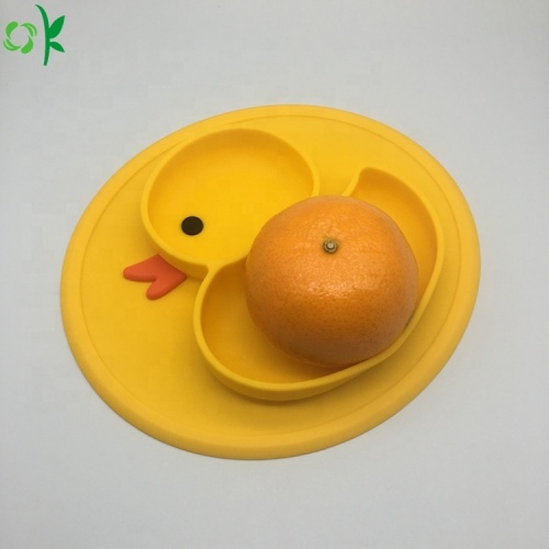 Cute Duckling Shape Silicone Baby Plates