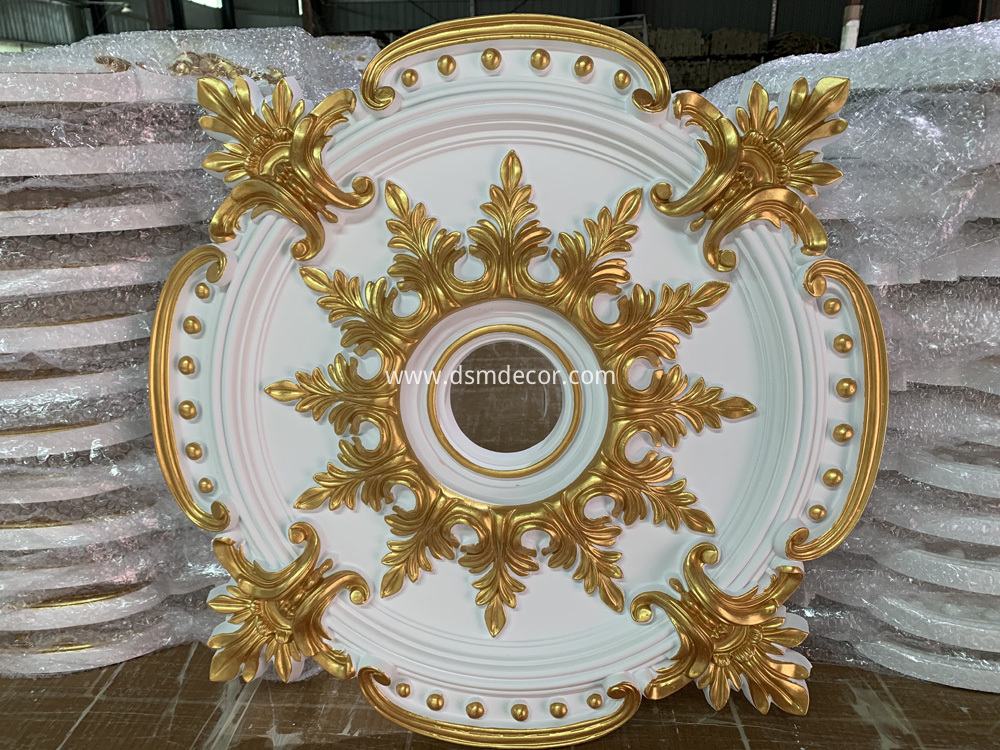 PU Ceiling rose with golden color
