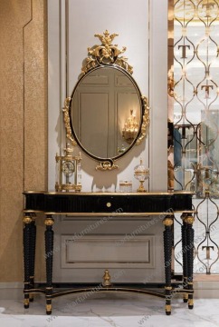Empire style golden gilt console hallway console table and mirror