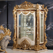 French Style Solid Wood Carving Wine Cabinet