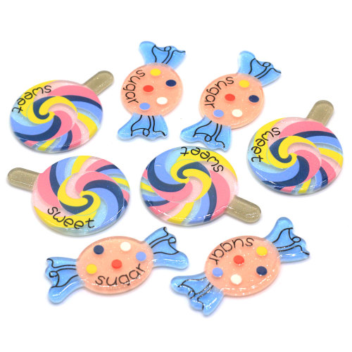 Leuke Schoonheid Kawaii Zoete Spiraal Regenboog Lolly Snoep Hars Cabochons Plaksteen Voor DIY Telefoon Decoratie