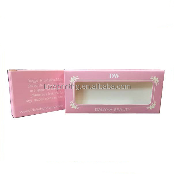 Full color printed paper rectangle luxury design pink 3d mink eyelash packaging box