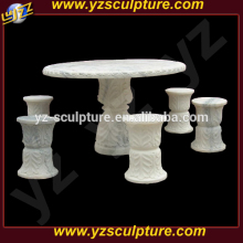 hot sale hand carving white marble garden tables and benches