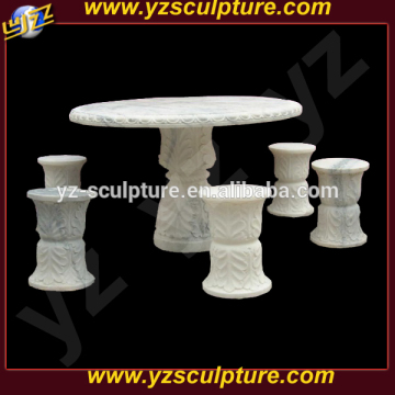 hot sale hand carving white marble garden tables and benches