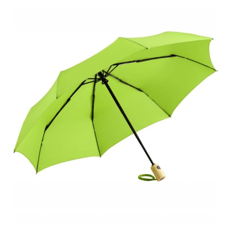 Automatic Eco Renewable Recycled Plastic RPET Umbrella with Bamboo Handle