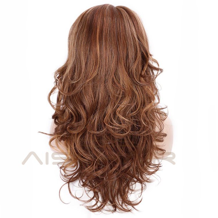 Aisi Hair Dark Brown Mixed White Color Synthetic Long Curly Wave Wigs Heat Resistant Fiber Fashion Cosplay Wigs for Women