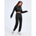 2021 Custom Womens Cropped Hoodie Tracksuit Set Fashion