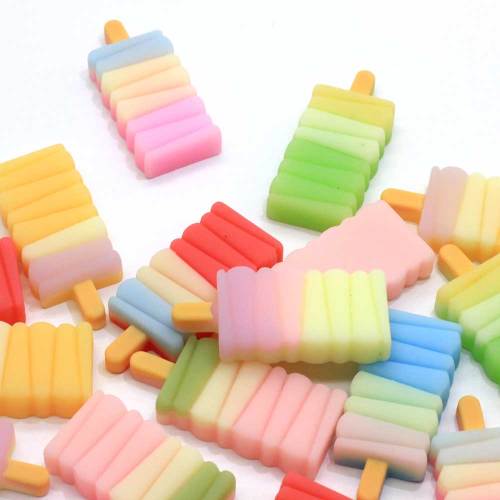 Kawaii Gradient Color Resin Popsicle Charm For Scrapbooking Decoration Crafts Hair Bow Center Earring Necklace Pendant