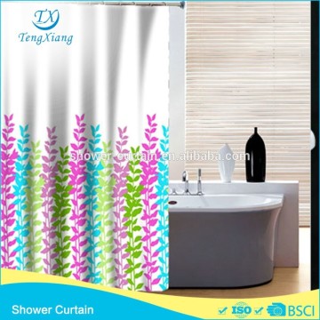 Printed Polyester Fabric Flower Bathroom Curtain