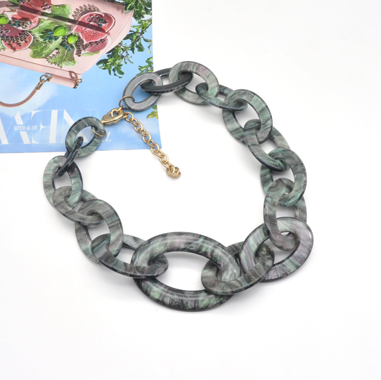 2021 Spring summer collection special unique starry sky green acrylic chunky chain necklace