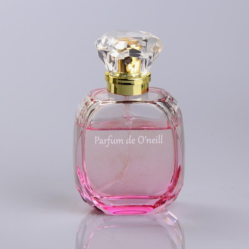 Wholesale Cosmetic Packaging Gradual Coating Pink Color Unique Perfume Empty Glass Bottle 50ml