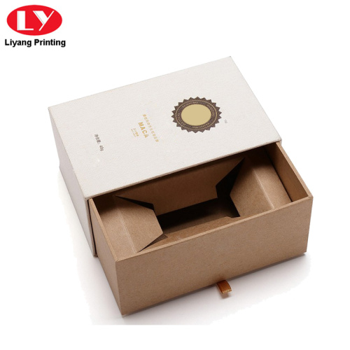 Boîte de tiroir kraft avec insert en papier brun