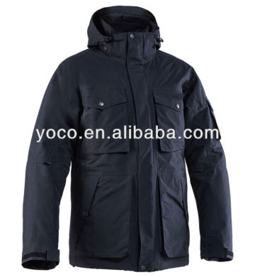 Oxford garment mens navy blue oxford nylon jacket with detachable hood