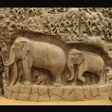 Outdoor Decoration Stone Carving Elephant Low Relief Wall Art Sculpture