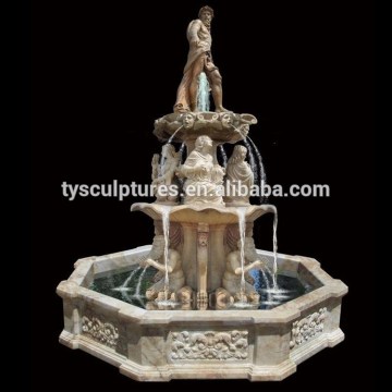 Outdoor stones sculpture with fountains human statue marble boy and girl water fountain for sale