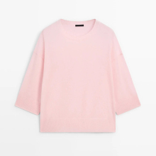 Women's simple and relaxed round neck knitted sweater