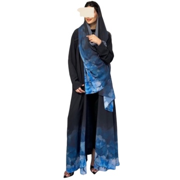 Contrast Color Muslim Abaya Hijab Set