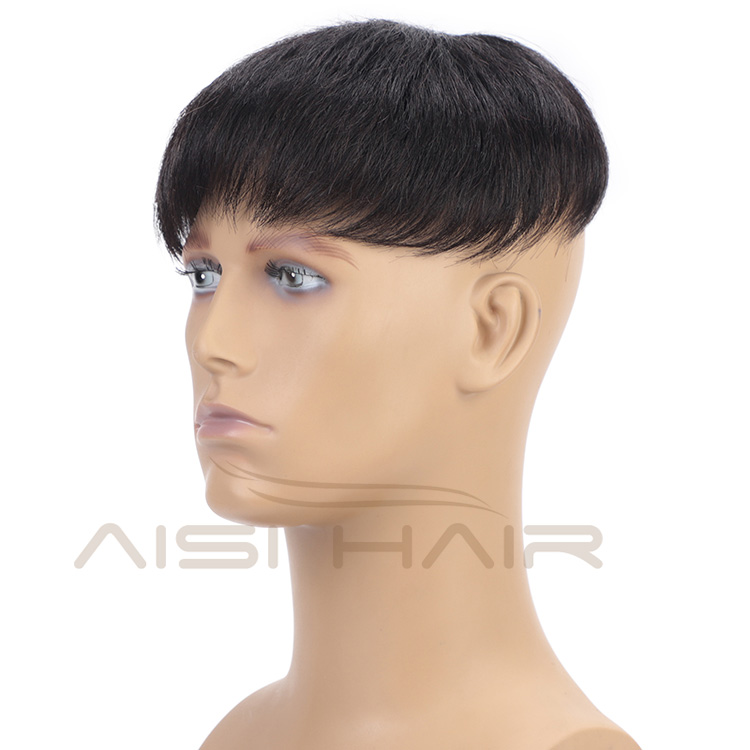 Aisi Hair Toupee Man Wig Hairpieces Lace Head Spin with Clips  Hair Replactment Human Hair Machine Made Toupee for Men