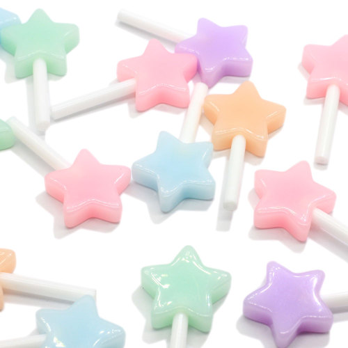 Kawaii Flatback Mini w kształcie gwiazdy cukierki Lollipop koraliki szlam ręcznie robione ozdoby do dekoracji Charms 100 sztuk / worek zabawka dla dzieci Spacer